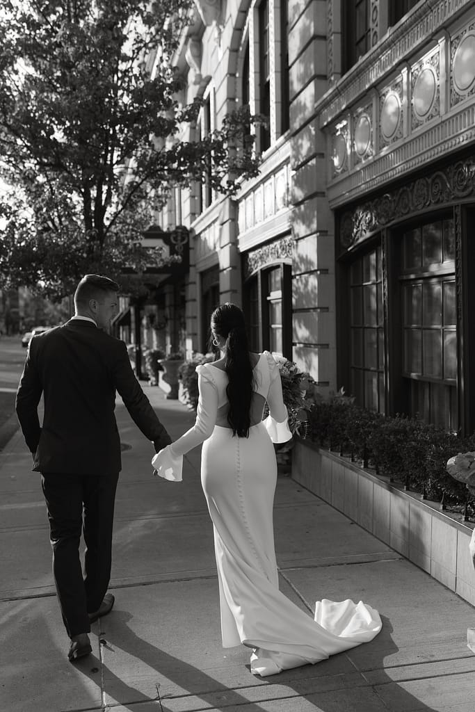 couple photos at their downtown courthouse elopement
