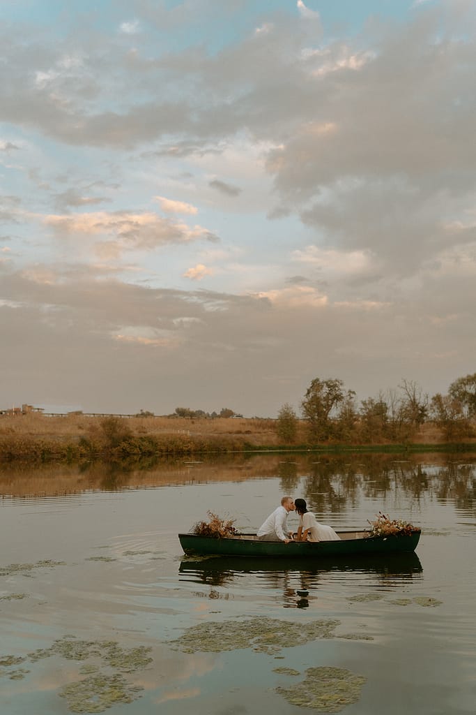 creative couples photoshoot with a canoe