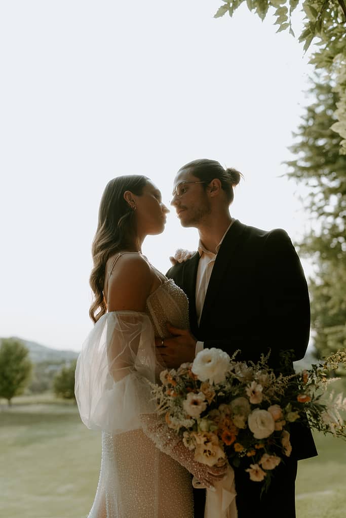 Tuscan inspired bride and groom photos at a winery in Washington 